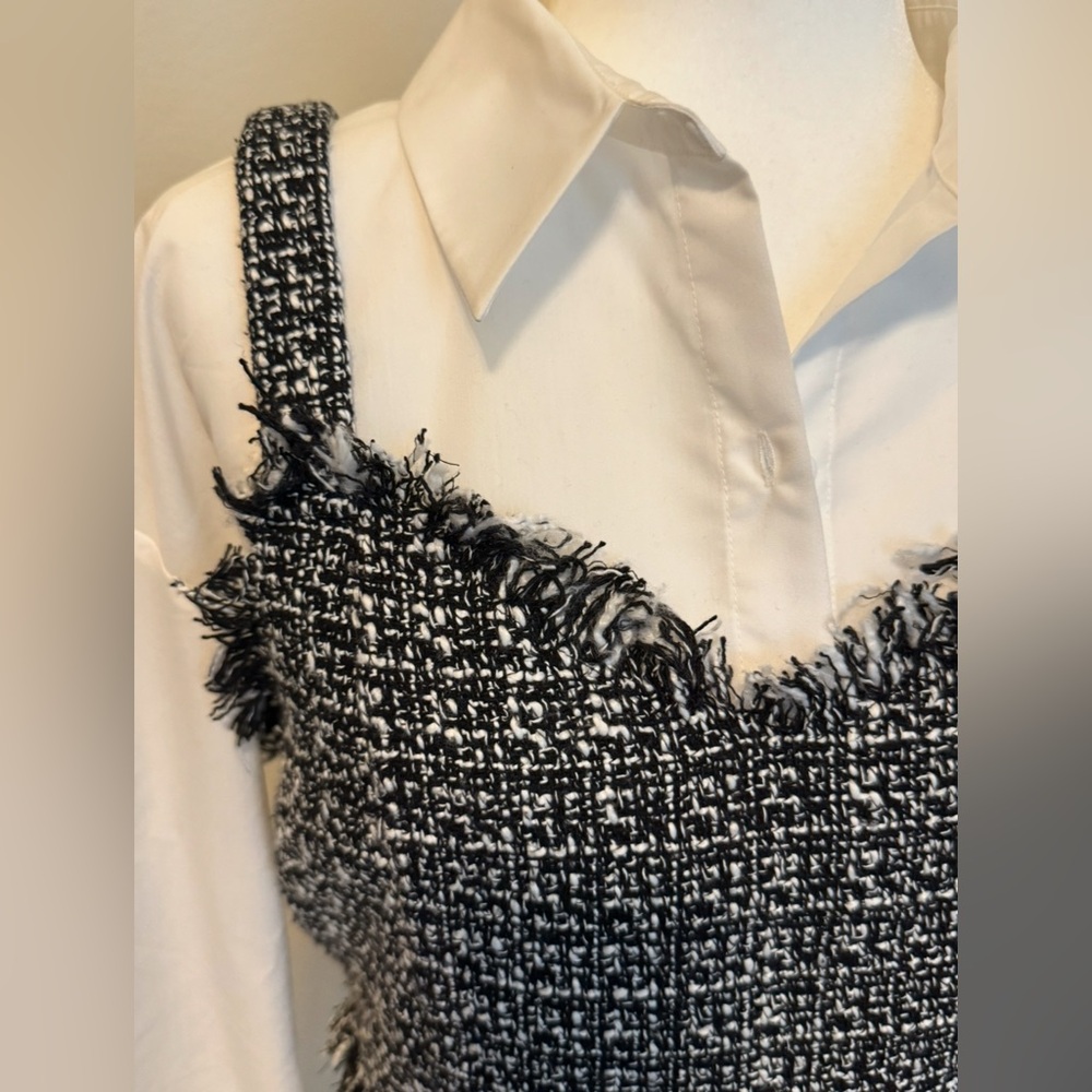 Anthropologie Black & White Tweed Mare Mare Top